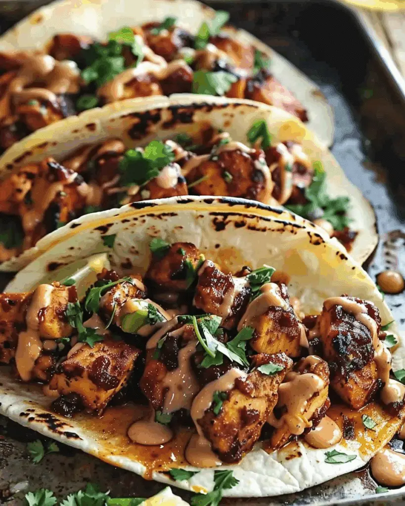 Garlic Butter Honey BBQ Chicken Tacos