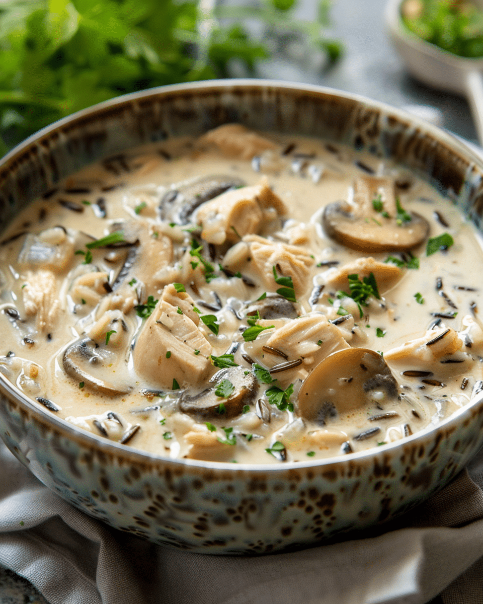 Creamy Mushroom Chicken and Wild Rice Soup
