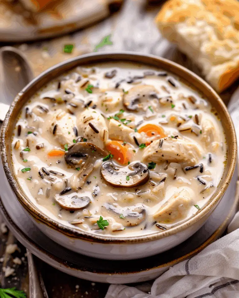 Creamy Mushroom Chicken and Wild Rice Soup