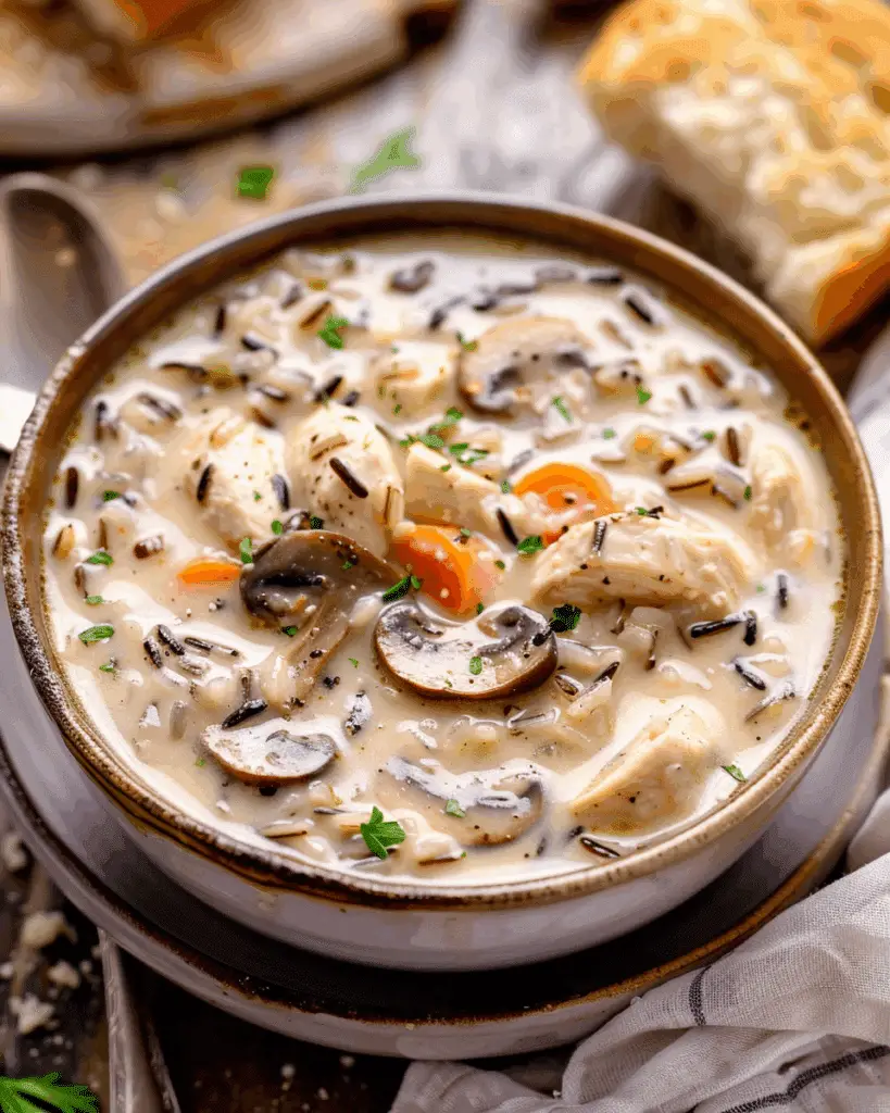 Creamy Mushroom Chicken and Wild Rice Soup