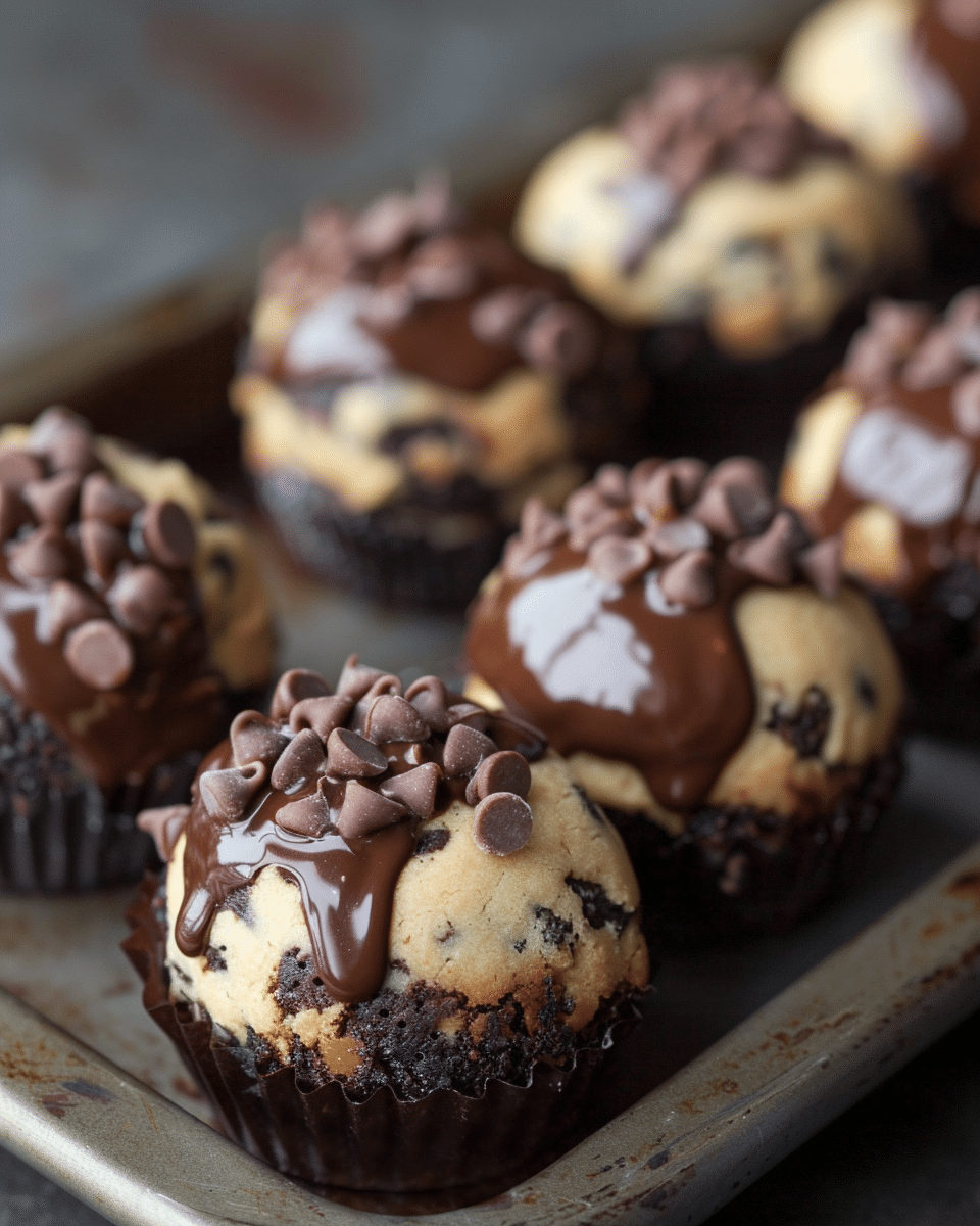 Chocolate Chip Cookie Dough Brownie Bombs