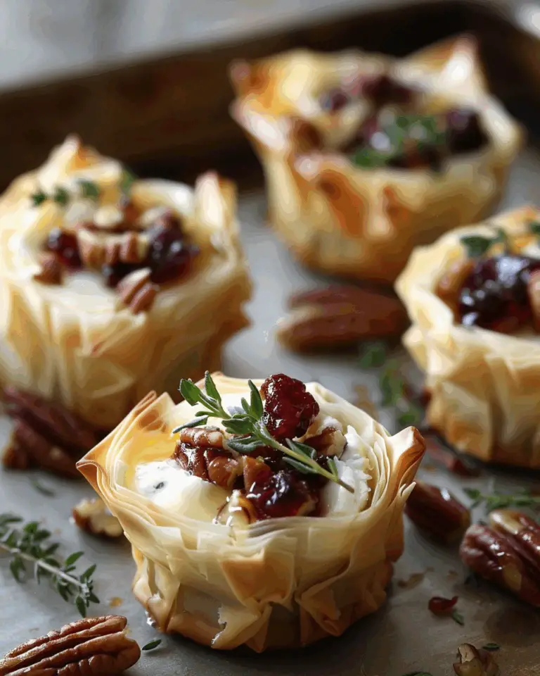 Cranberry, Pecan & Brie Phyllo Cups
