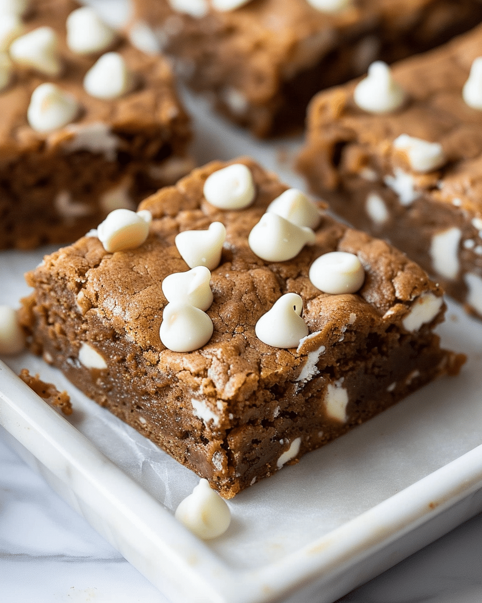Gingerbread Cookie Bars with White Chocolate Chips