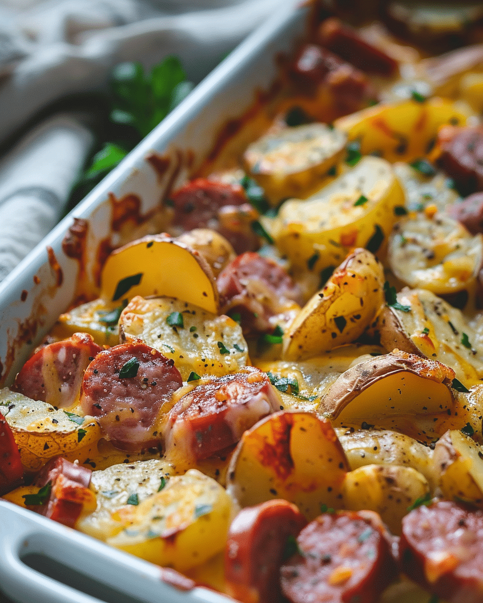 Cheesy Ranch Potatoes and Smoked Sausage Recipe