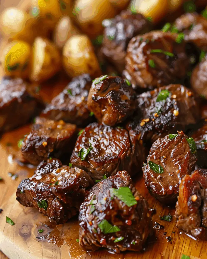 Garlic Butter Steak Bites and Potatoes