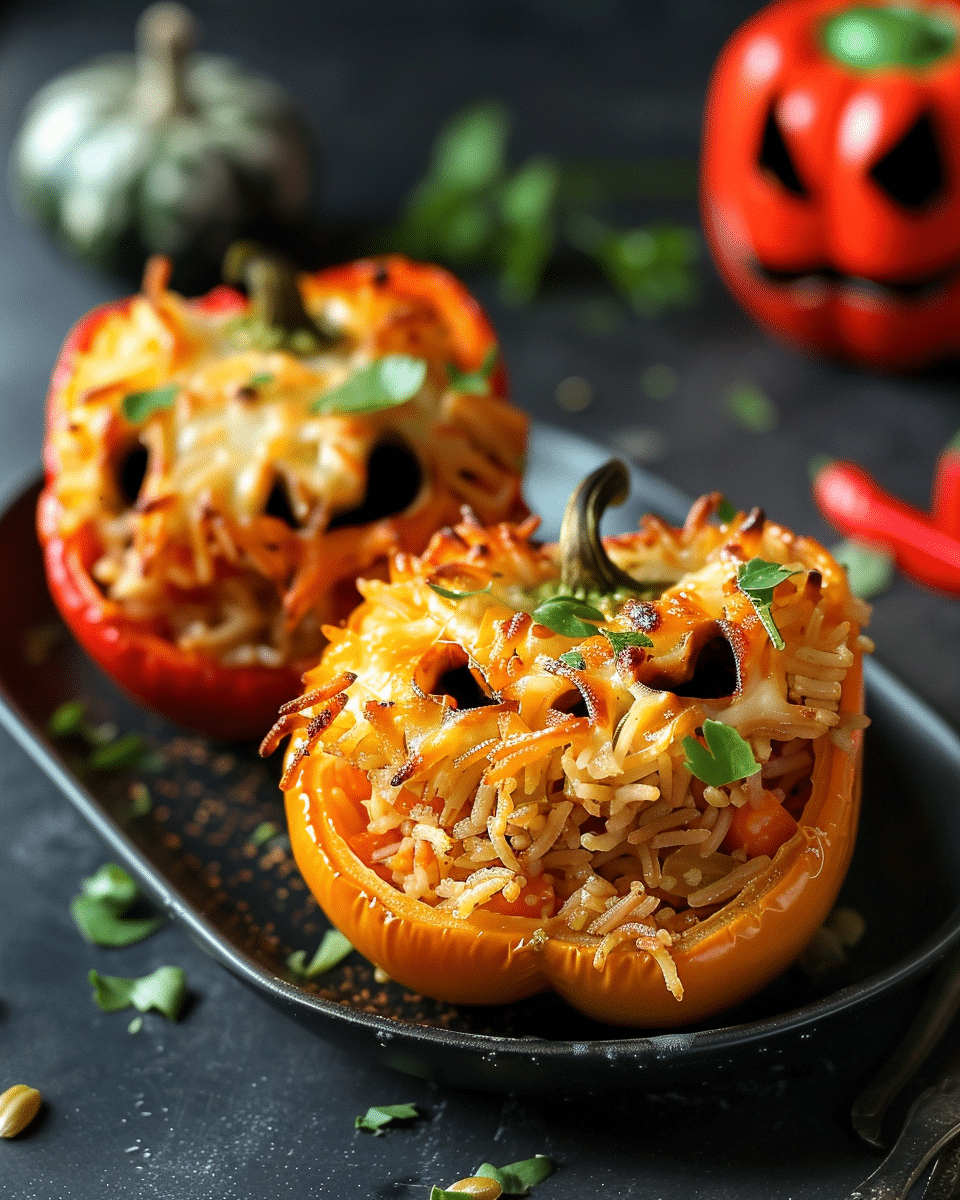Shredded Chicken & Rice Stuffed Peppers