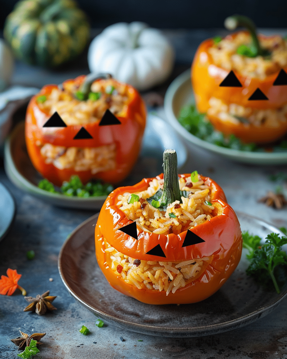Shredded Chicken & Rice Stuffed Peppers