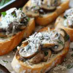 Cheesy Garlic Mushroom Bruschetta
