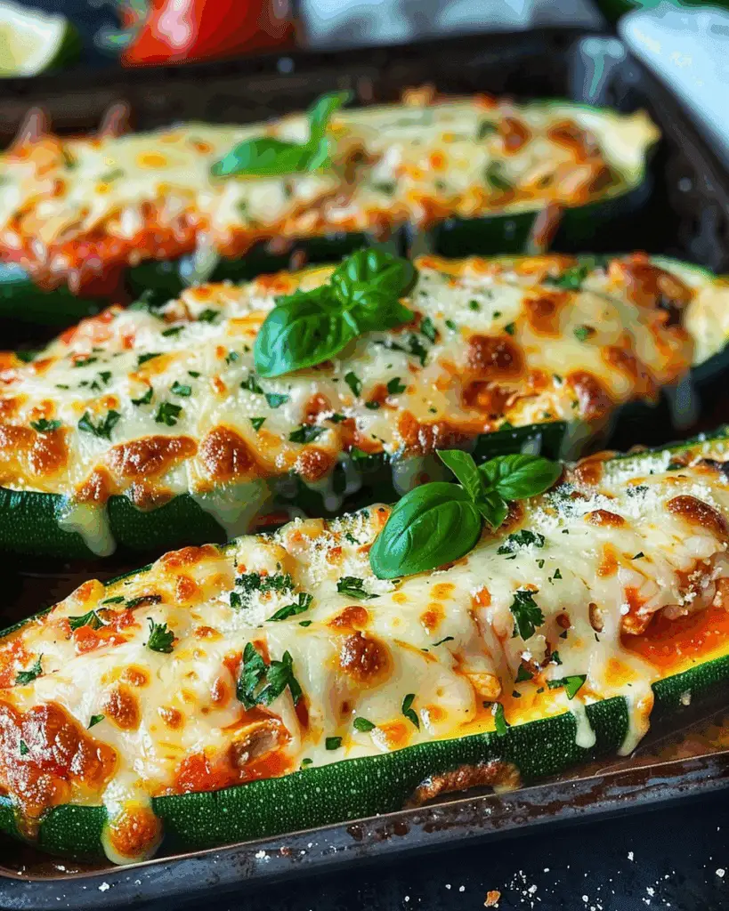 Keto Chicken Parmesan Zucchini Boats