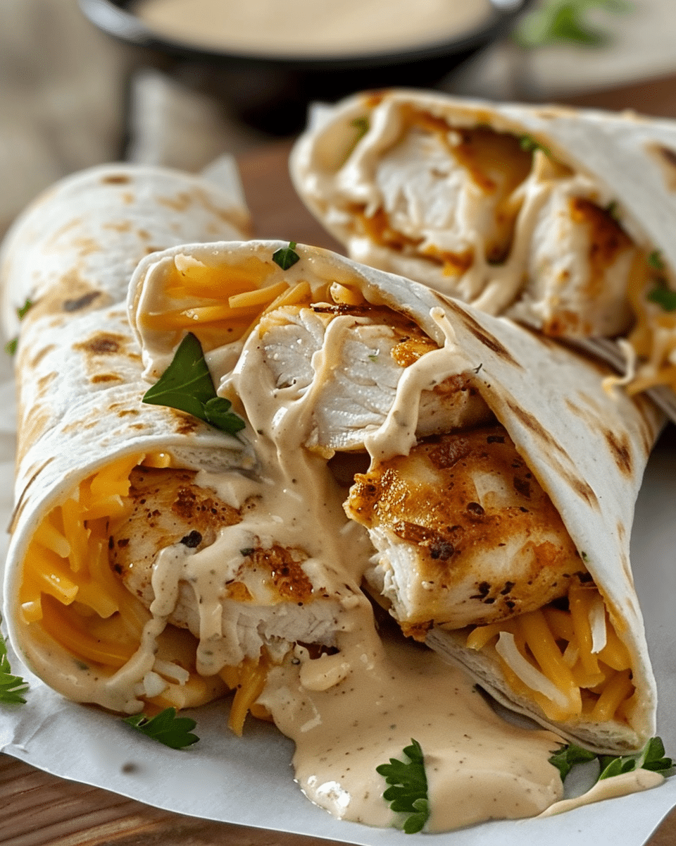 Best Cheesy Garlic Chicken Wraps