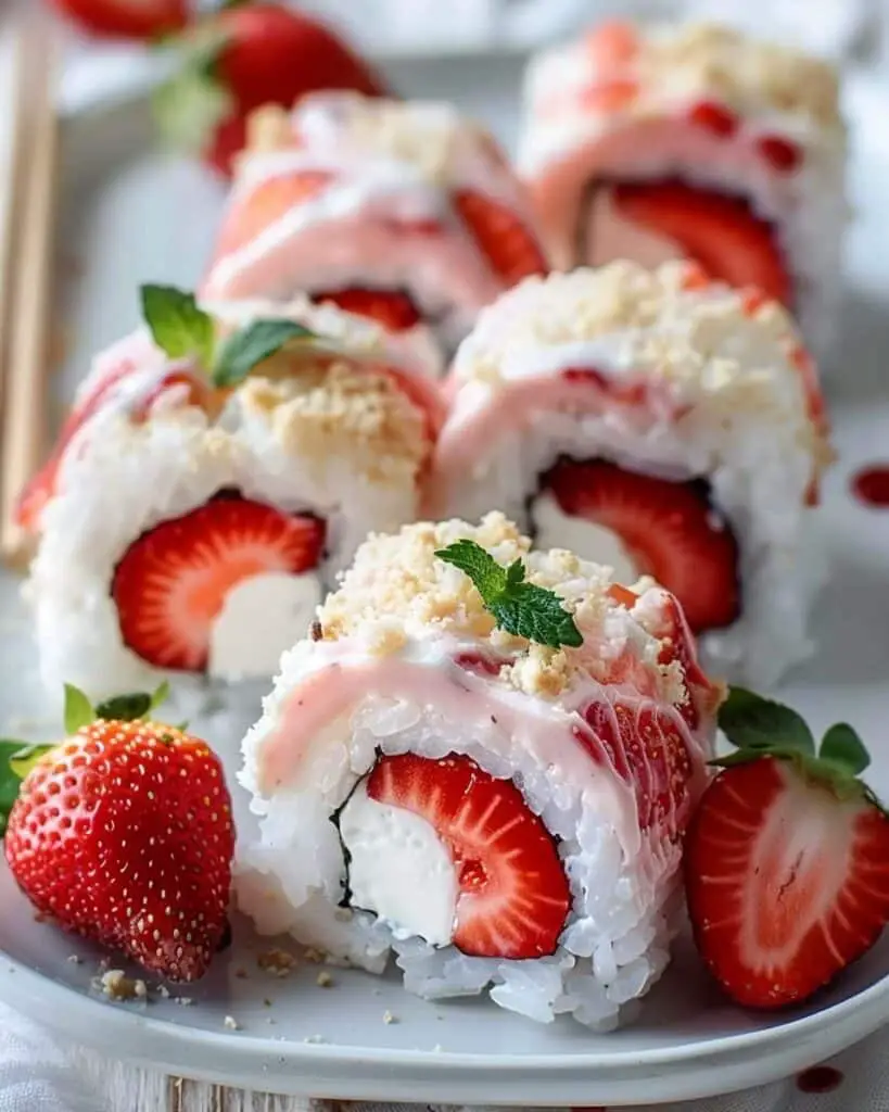 Strawberry Shortcake Sushi Rolls