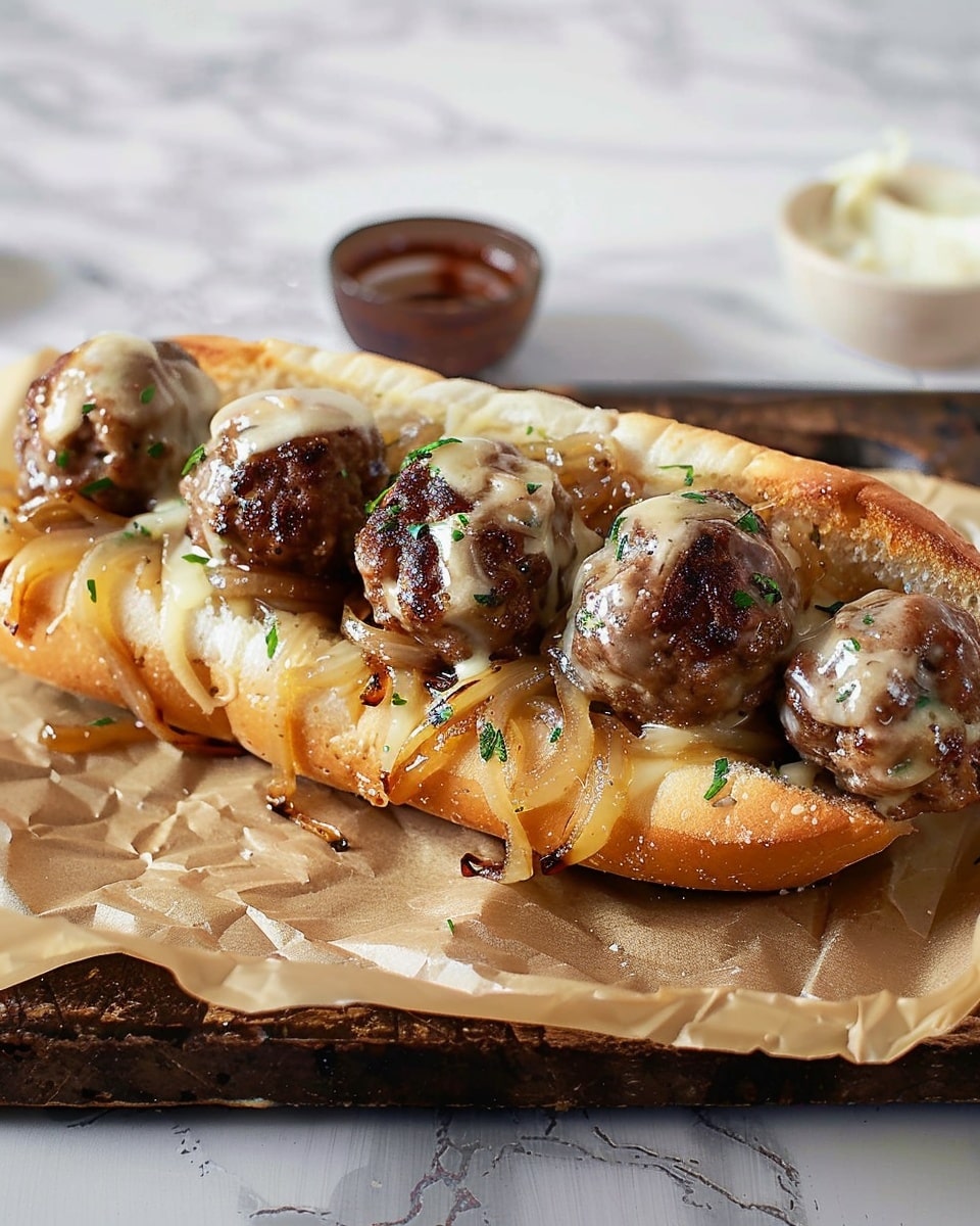 French Onion Meatball Sub