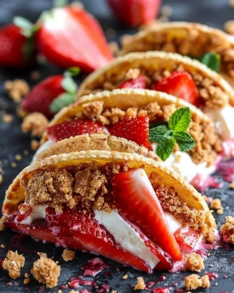 Strawberry Crunch Cheesecake Tacos