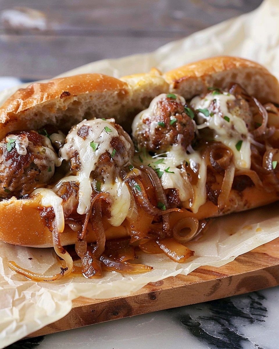 French Onion Meatball Sub