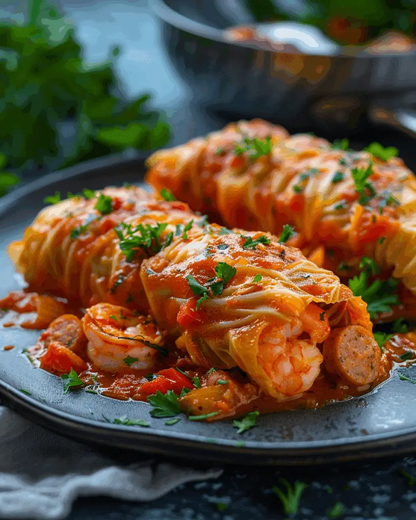 Keto Cajun Shrimp & Sausage Stuffed Cabbage