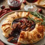 Baked Brie With Puff Pastry, Cranberry‑Pepper Jelly, and Pecans