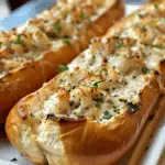 Crab Alfredo-Stuffed Garlic Bread Boats
