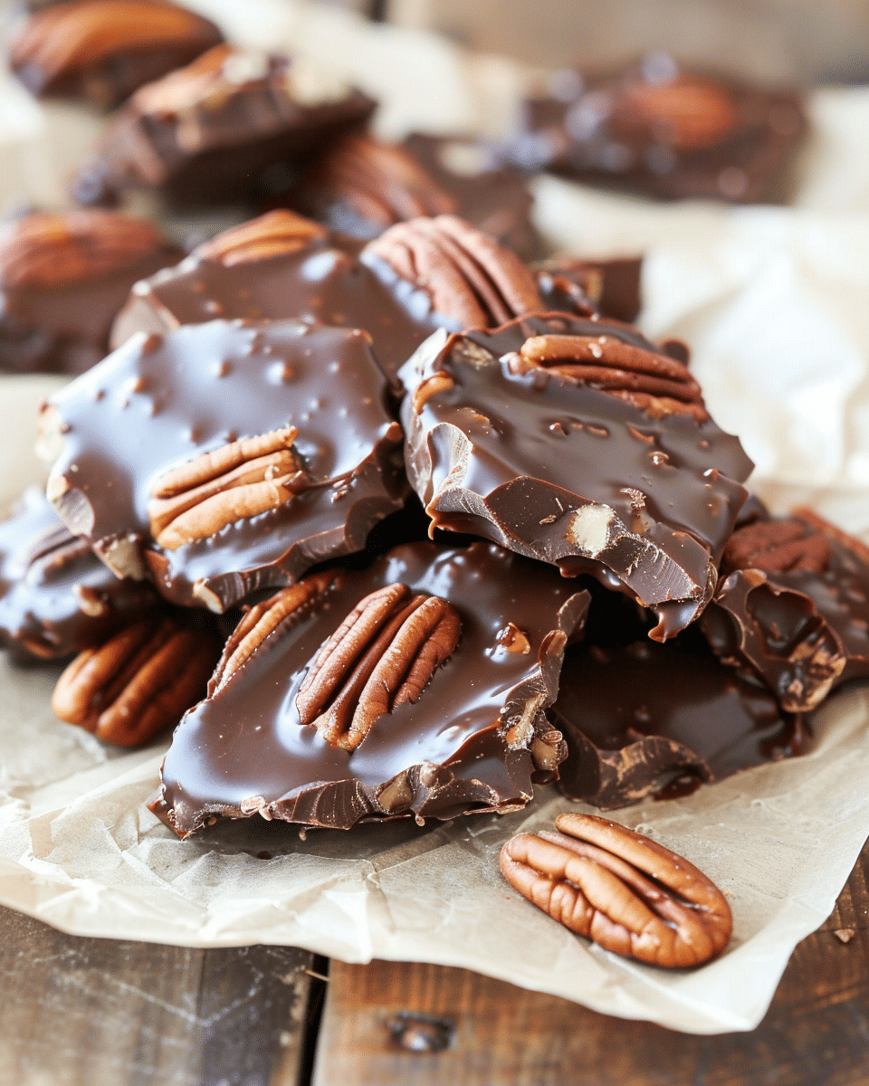 Chocolate Pecan Turtle Clusters