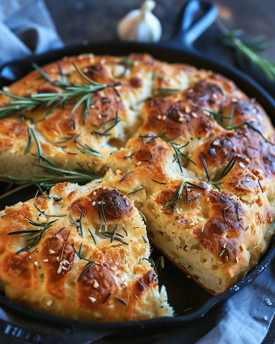 Rustic Garlic Rosemary Skillet Bread