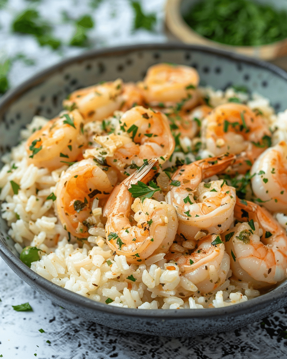 Creamy Garlic Herb Shrimp With Rice