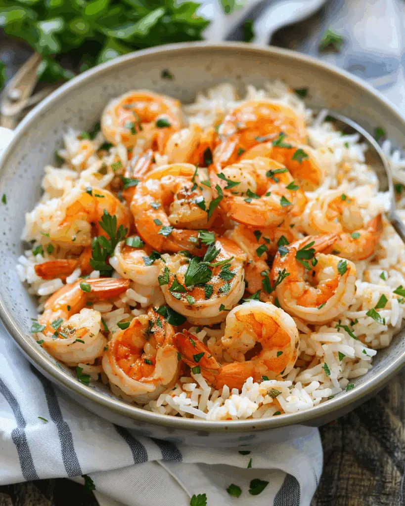 Creamy Garlic Herb Shrimp With Rice