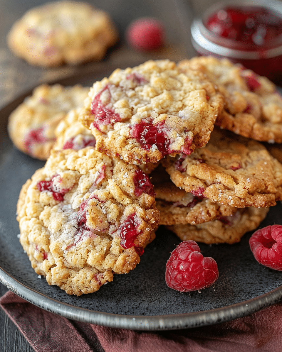 Buttery Raspberry Crumble Cookies with a Sweet Jam Filling