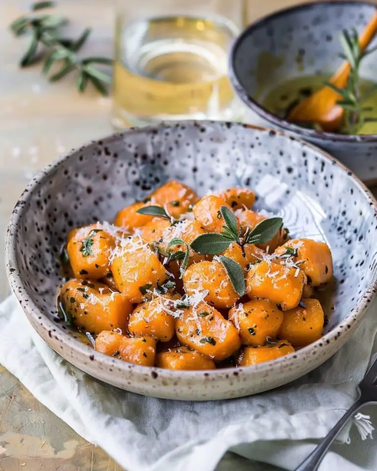Sweet Potato Gnocchi in Herbed White Wine Sauce