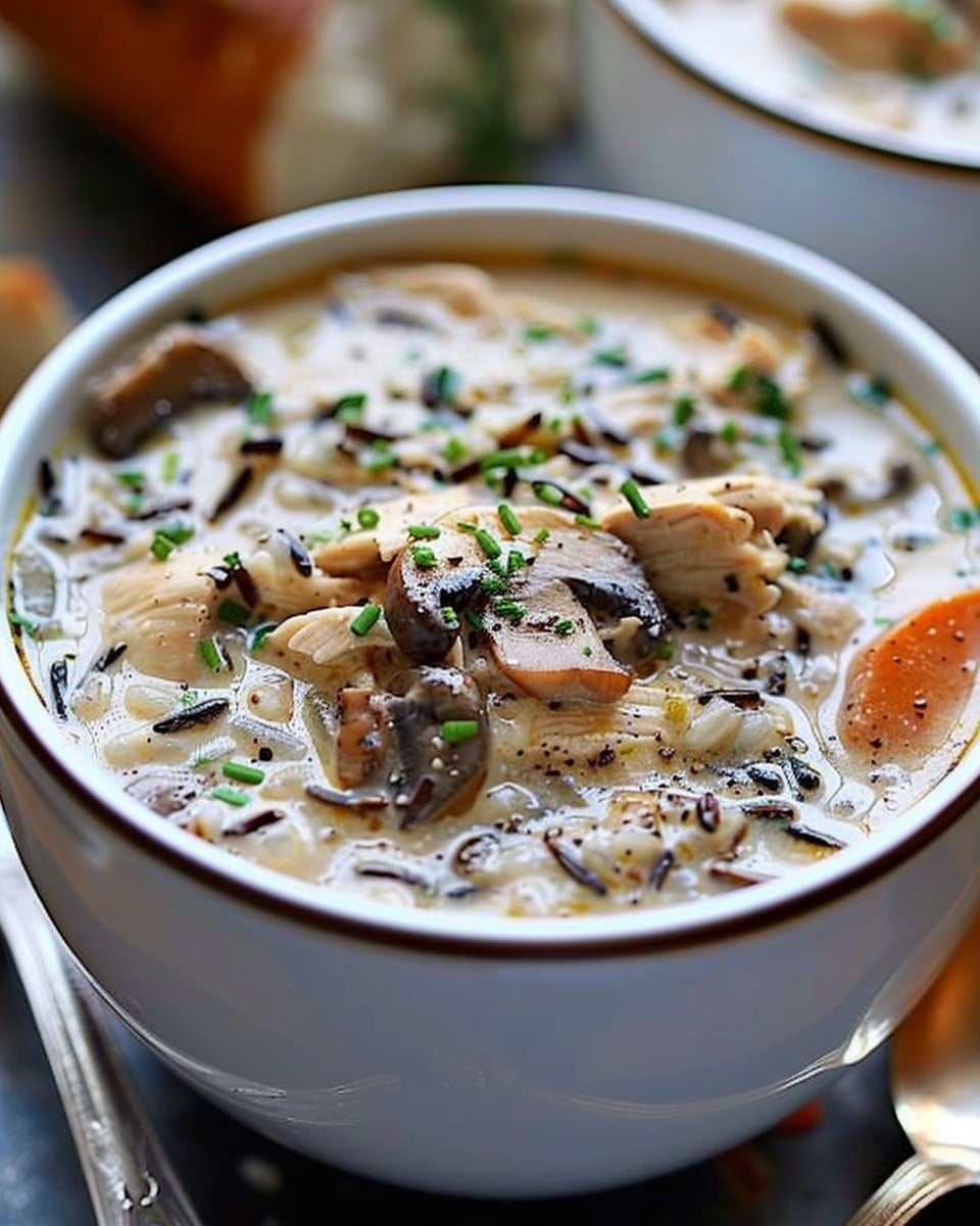 Creamy Chicken & Mushroom Wild Rice Soup