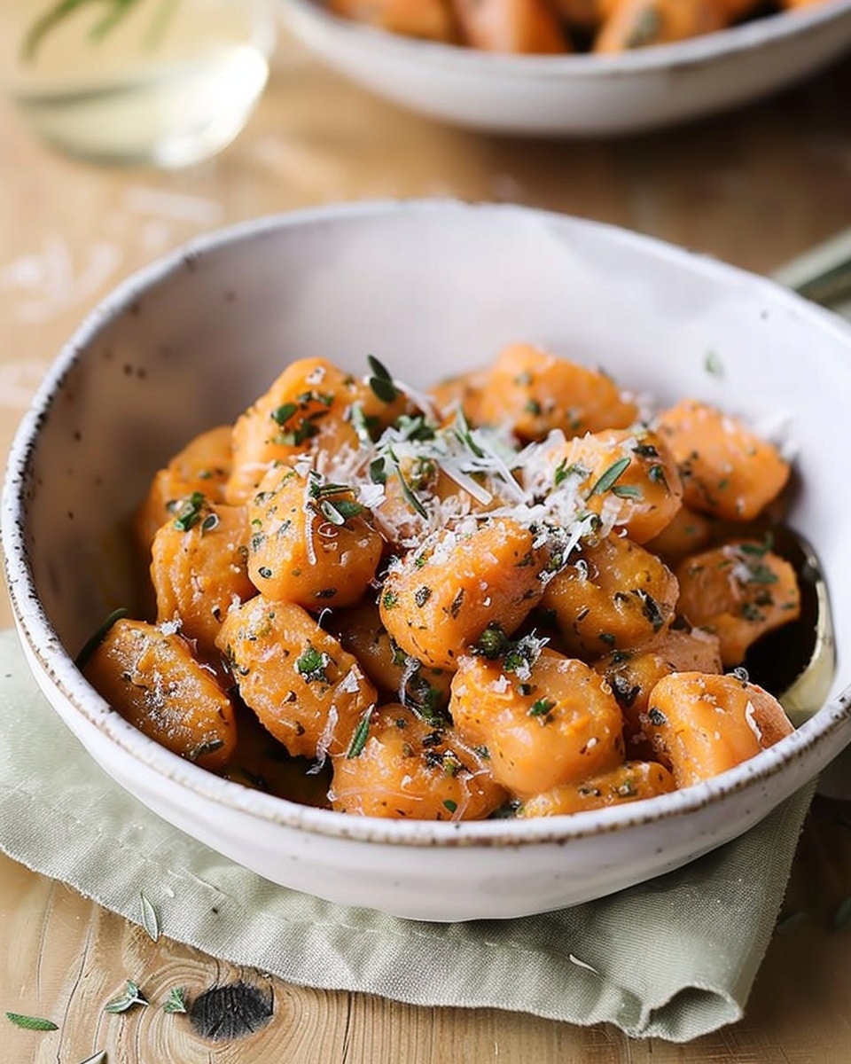 Sweet Potato Gnocchi in Herbed White Wine Sauce