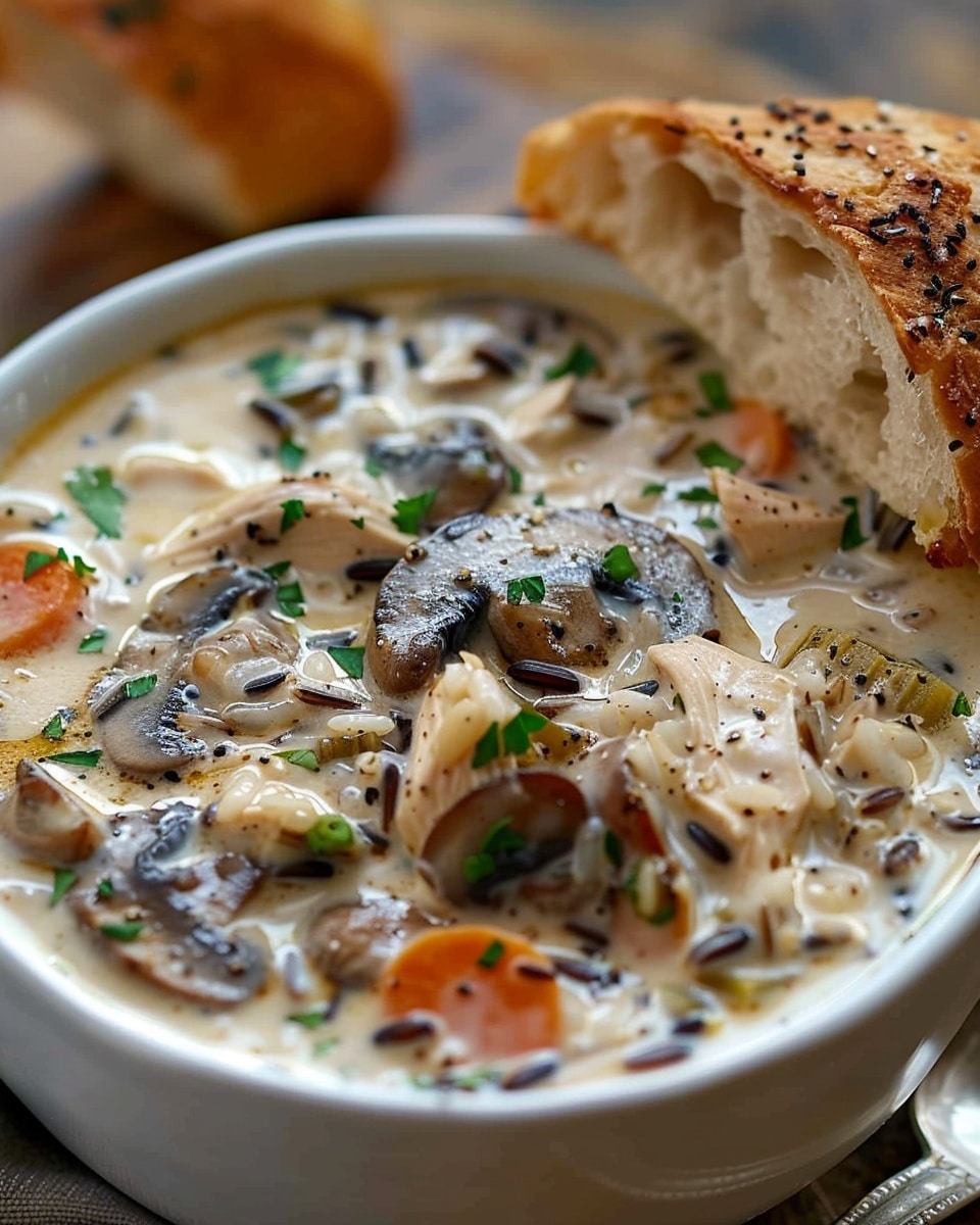 Creamy Chicken & Mushroom Wild Rice Soup