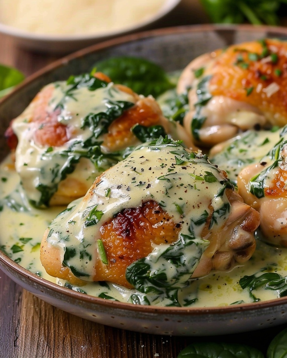 Chicken Thighs with Creamy Spinach Sauce
