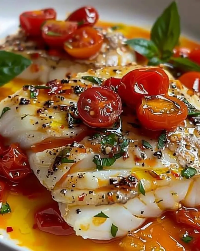 Cod in a Lemon Butter Tomato Sauce