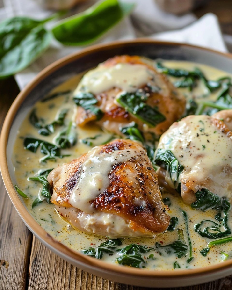 Chicken Thighs with Creamy Spinach Sauce