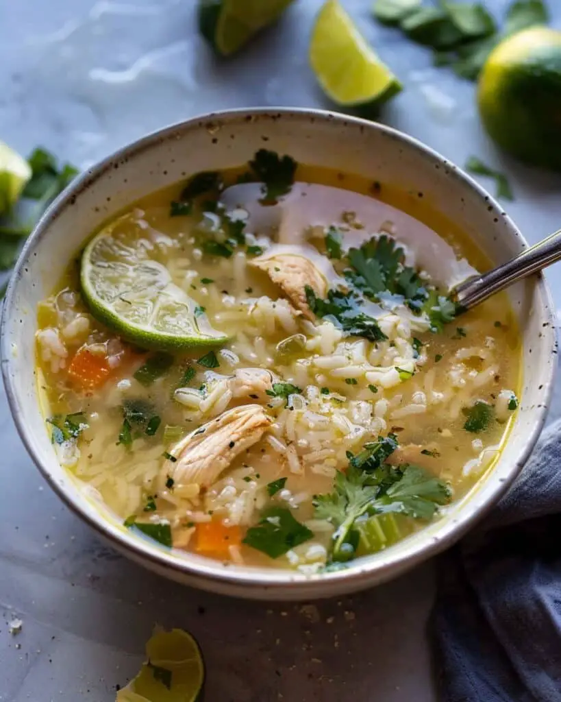 Ginger Lime Chicken and Rice Soup