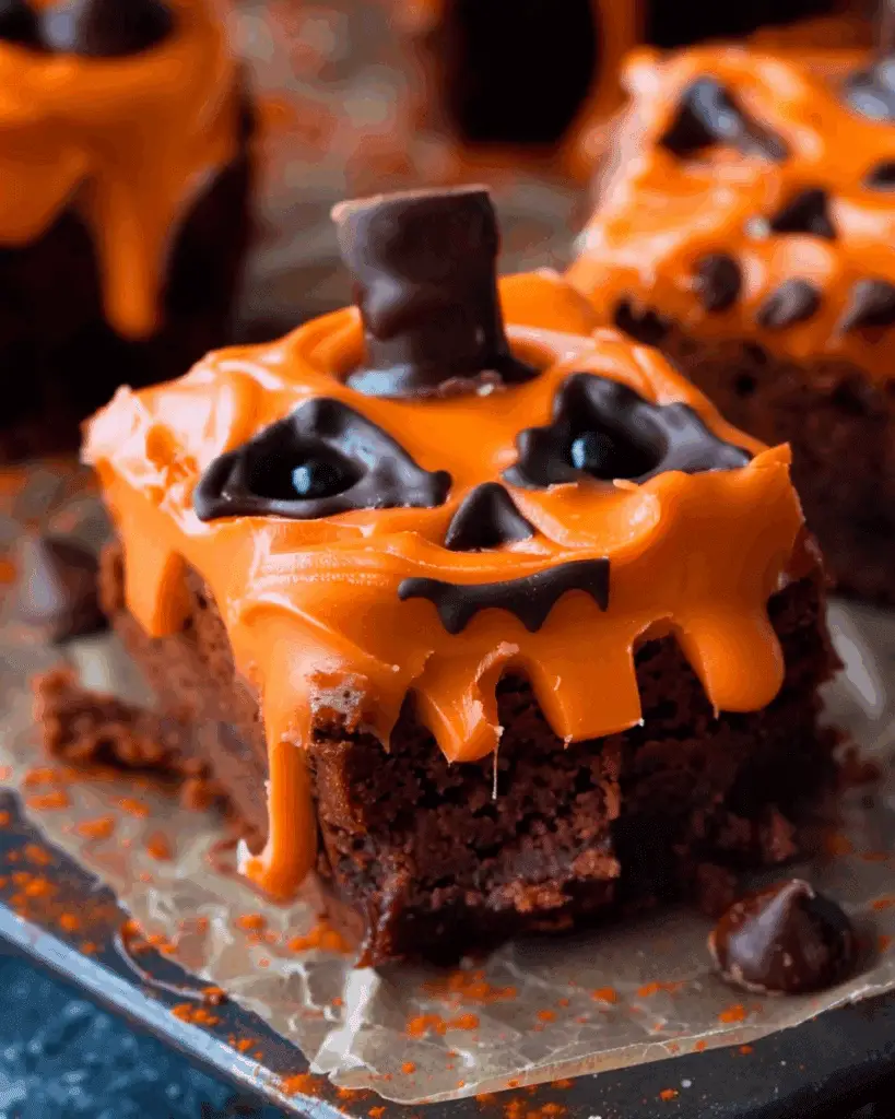 Melted Jack O’ Lantern Brownies