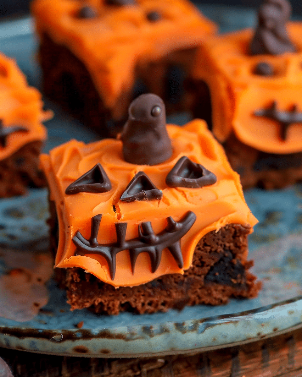 Melted Jack O’ Lantern Brownies