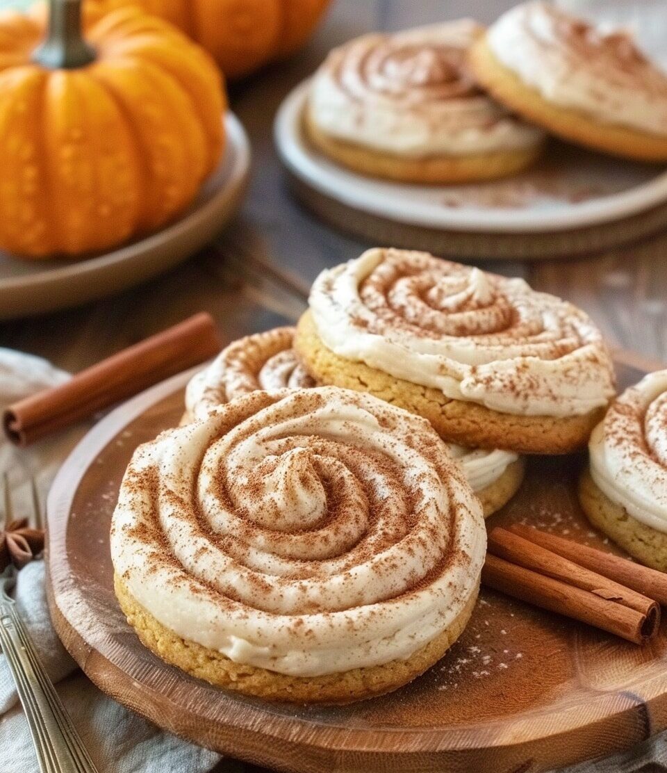 Soft Pumpkin Cookies with Cinnamon Frosting