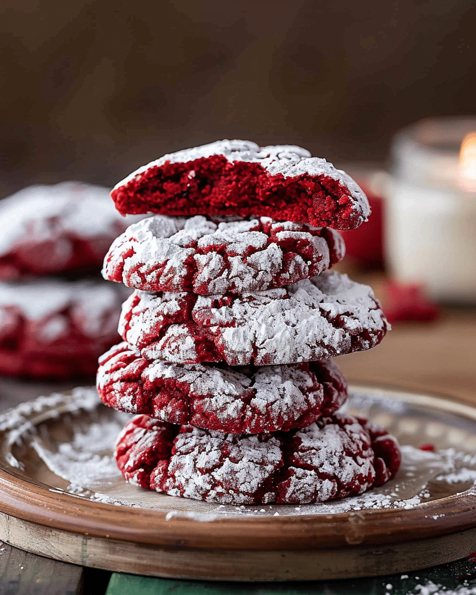 Red Velvet Crinkle Cookies