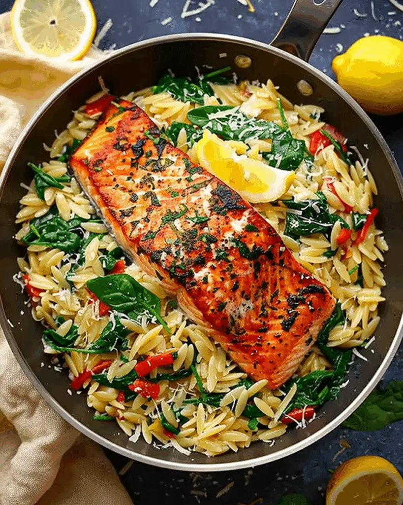 Creamy Salmon & Spinach Orzo