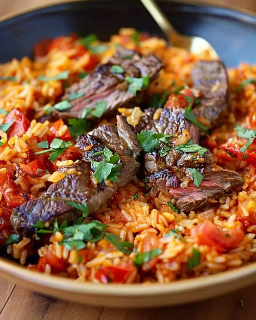 Steak with Savory Tomato Rice