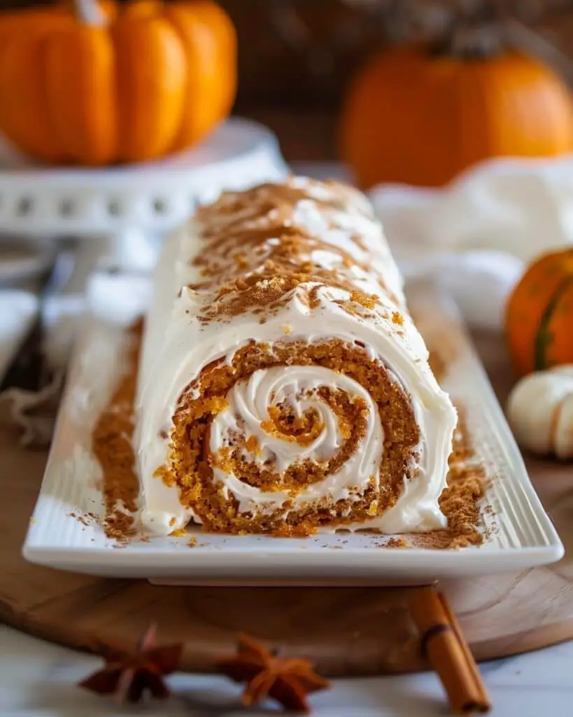 Creamy Pumpkin Spice Roll Cake