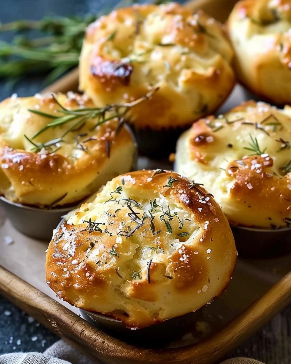 Garlic Rosemary Focaccia Muffins