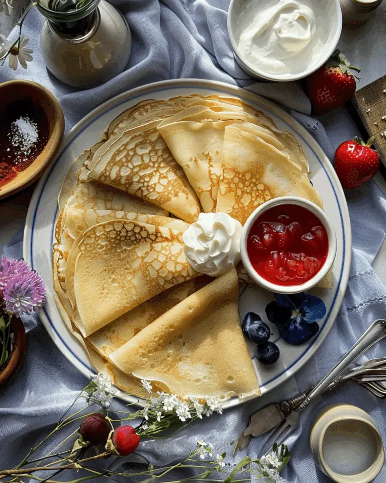 Sourdough Discard Crêpes with Pear Compote