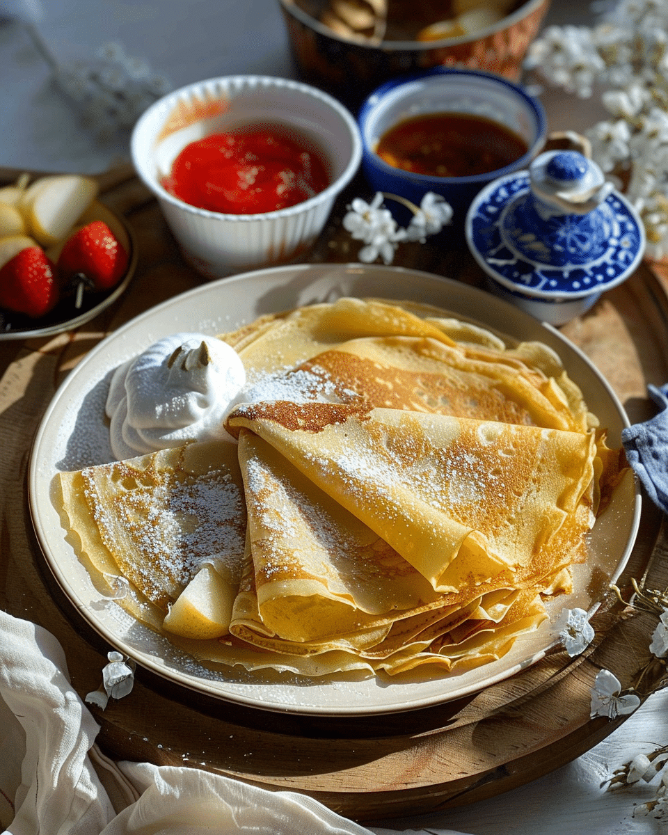 Sourdough Discard Crêpes with Pear Compote