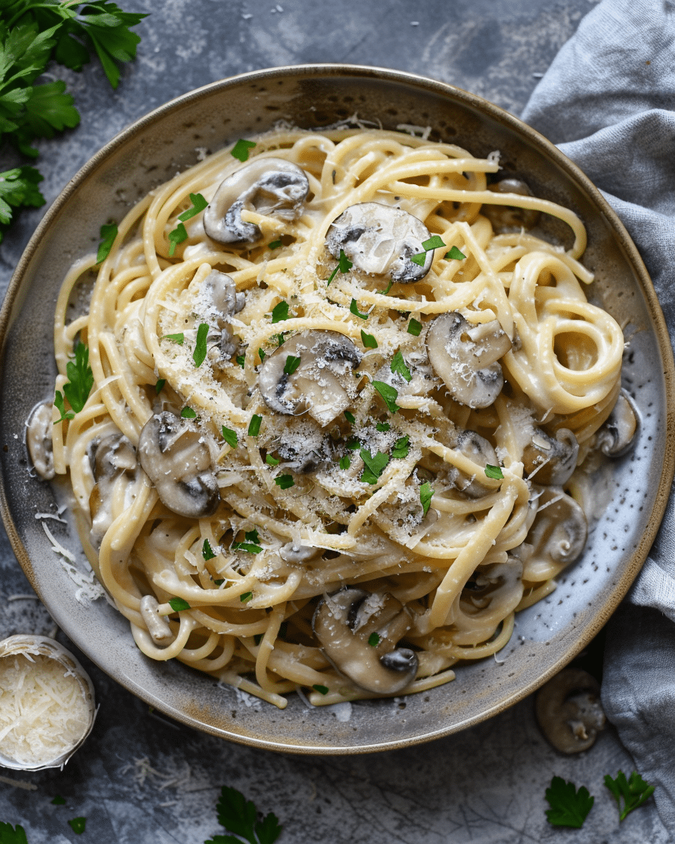 Creamy Mushroom Alfredo Pasta