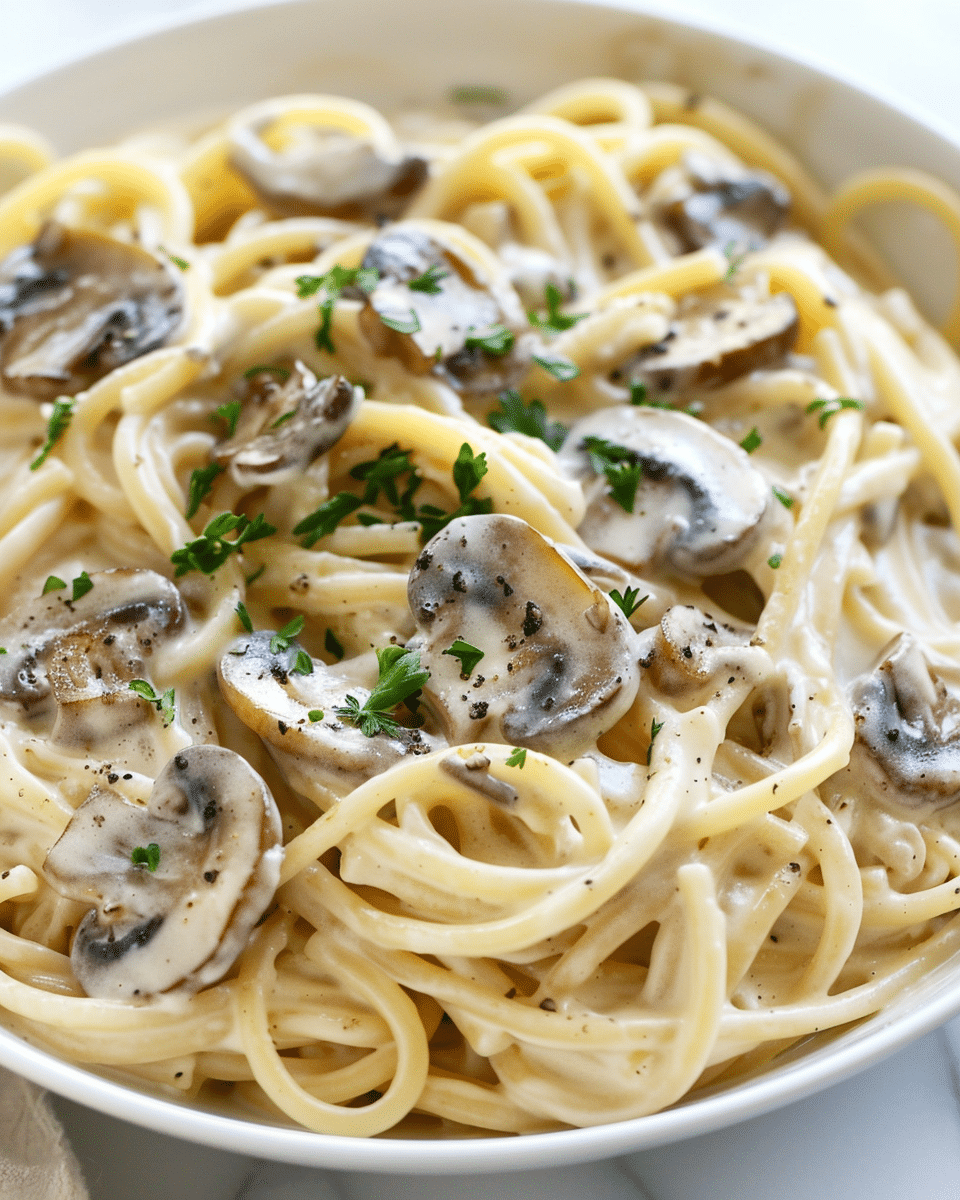 Creamy Mushroom Alfredo Pasta