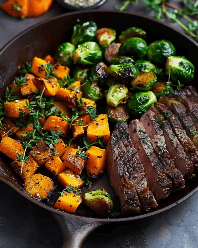Garlic Butter Steak with Roasted Brussels Sprouts