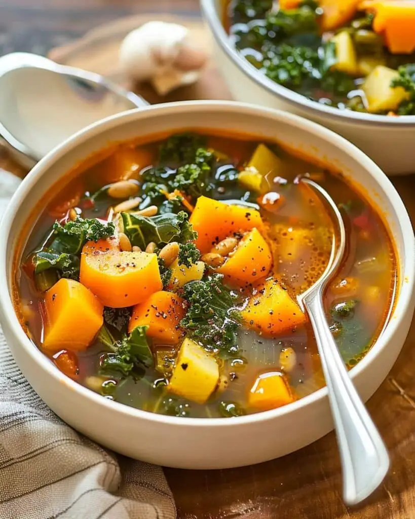 Winter Minestrone Soup with Butternut Squash and Kale