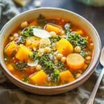 Winter Minestrone Soup with Butternut Squash and Kale
