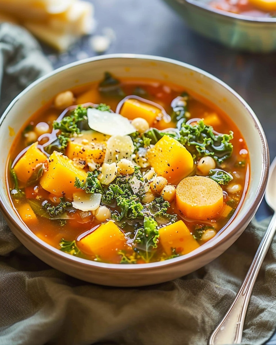 Winter Minestrone Soup with Butternut Squash and Kale